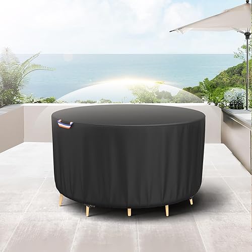 Miniatura 8 de STARTWO Fundas redondas para muebles de patio, fundas impermeables para muebles de exterior, resistentes a los rayos UV (62 pulgadas de diámetro x