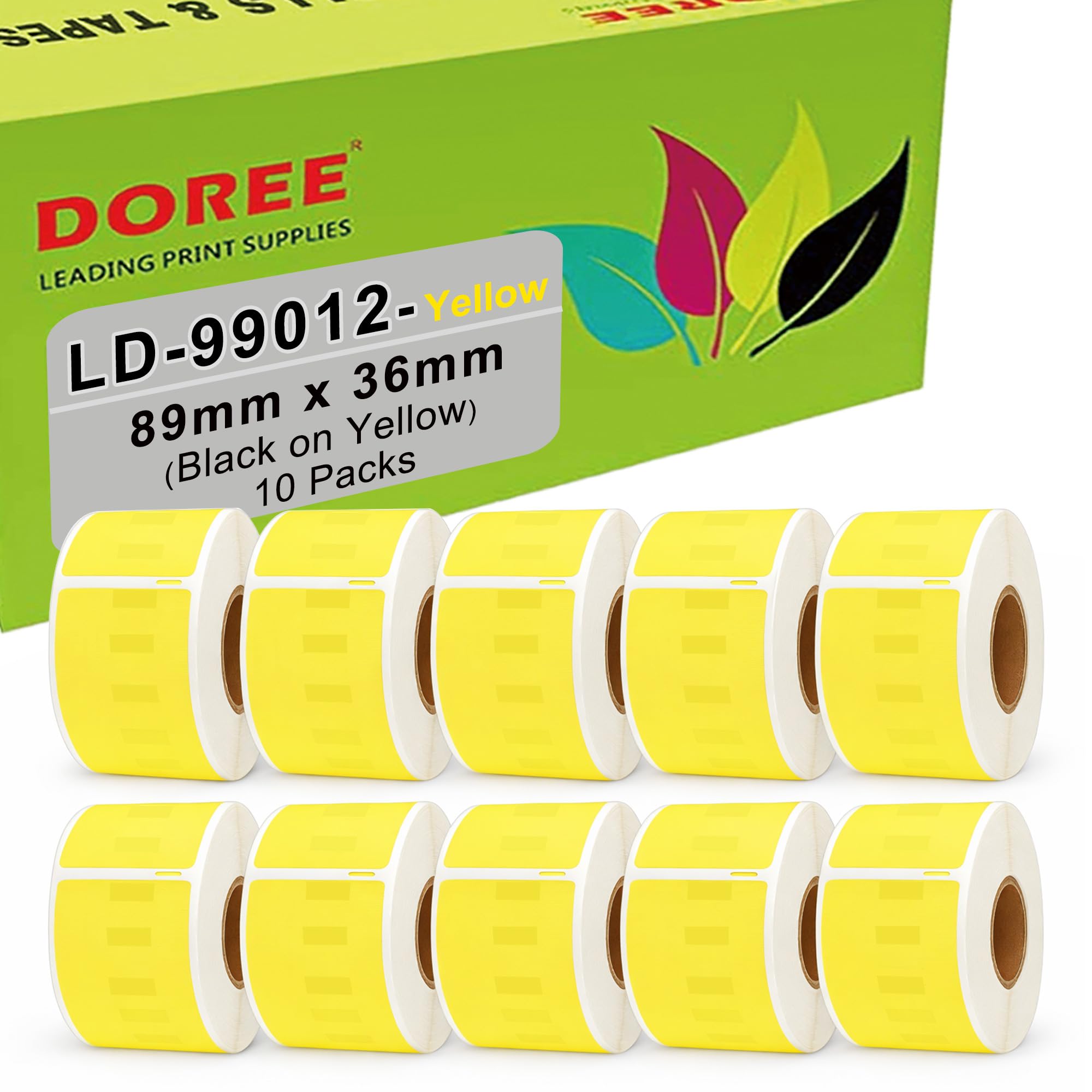 DOREE 99012 S0722400 Yellow Address Labels 36mm x 89mm Compatible with Dymo Labelwriter Printers 4XL 450 400 330 320 310 Twin Turbo Duo Seiko SLP 450 430 420 400 240 220 20 20 0 120 (10 packs)