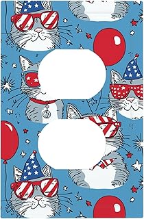 Cute Cats Glasses 1 Gang Single Duplex Receptacle Outlet Cover Jumbo Size Electrical Wall Plate Electric Decorator Light Switch Face Socket Plate Cover - Buy now