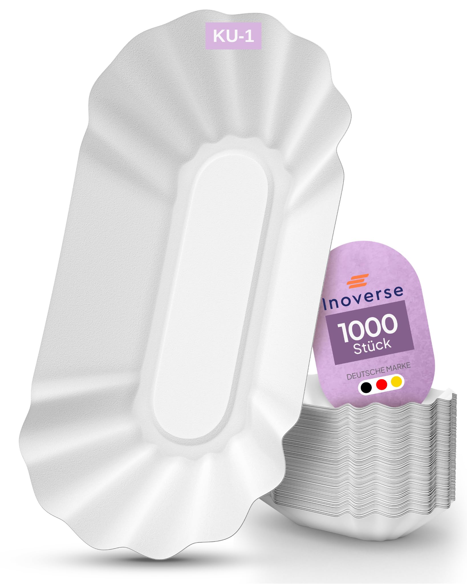 Inoverse 1000 ciotole per patatine fritte – piatti di carta bianca 20 x 10 x 3 cm, ciotole di carta usa e getta per patatine fritte e salumi di curry, stoviglie ecologiche usa e getta, piatti per