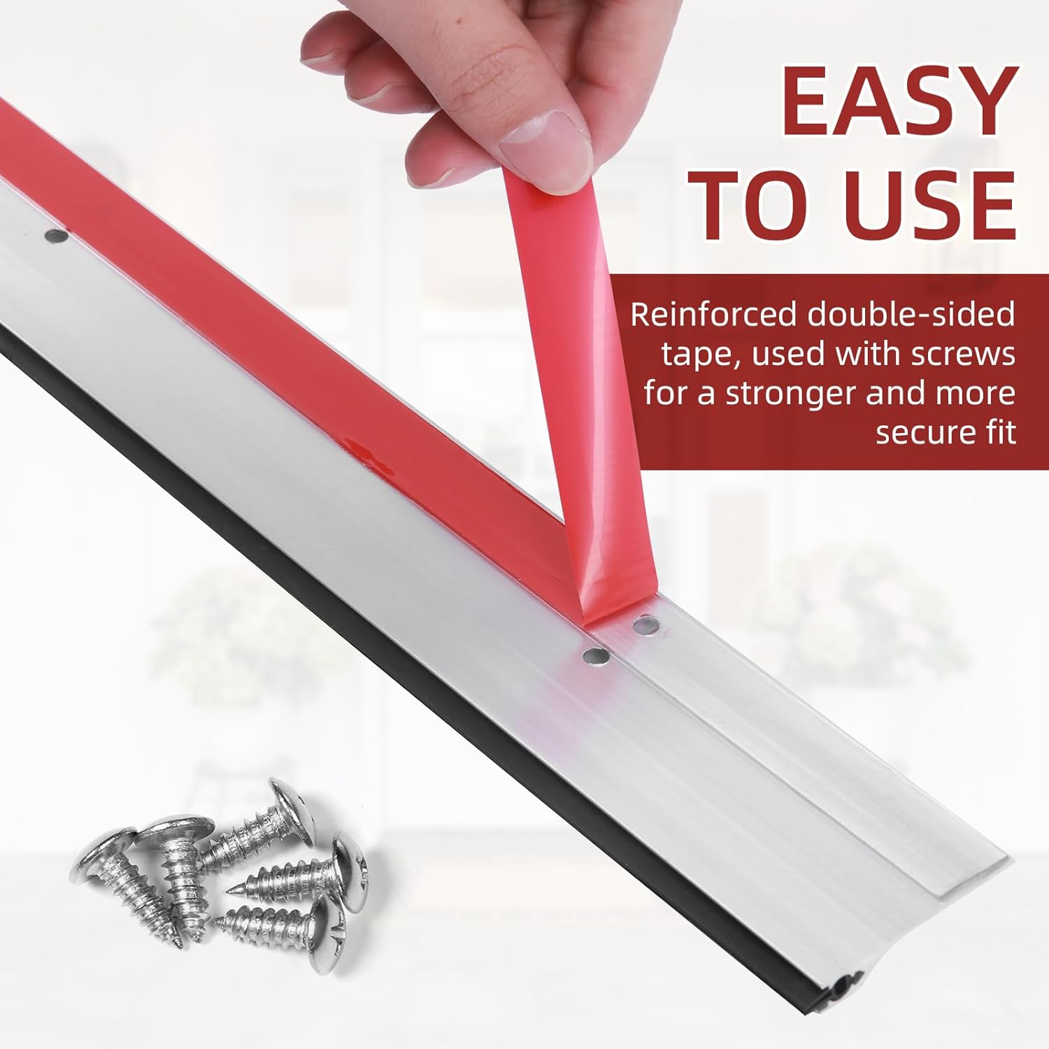 4 Pack 36 Inch Metal Door Draft Stopper, All-Season Door Sweeps for Bottom of Exterior and Interior Doors, Doors Seal Dust Noise Cold Air Insulation Weatherproof (Silver)