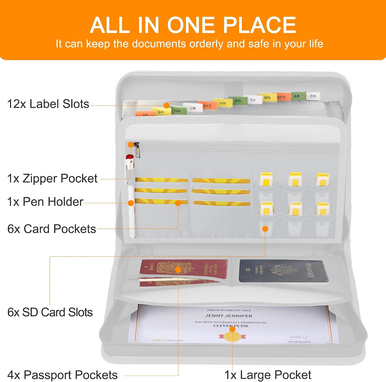Hontom Accordion File Organizer with Multi Pockets 13 Pocket Fireproof image 3