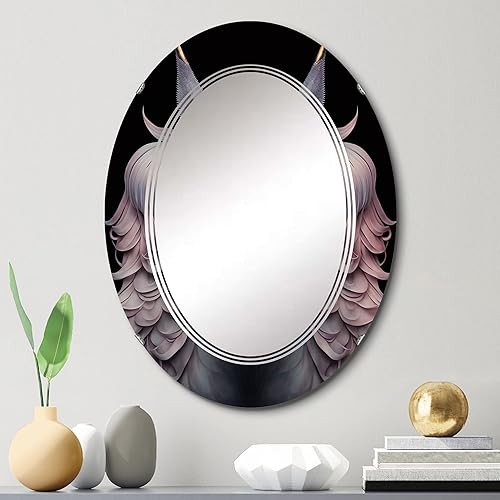 Miniatura 2 de DesignQ Hermoso retrato de un unicornio III espejo de tocador, espejos de baño, espejos de pared para sala de estar, dormitorio, espejo ovalado,