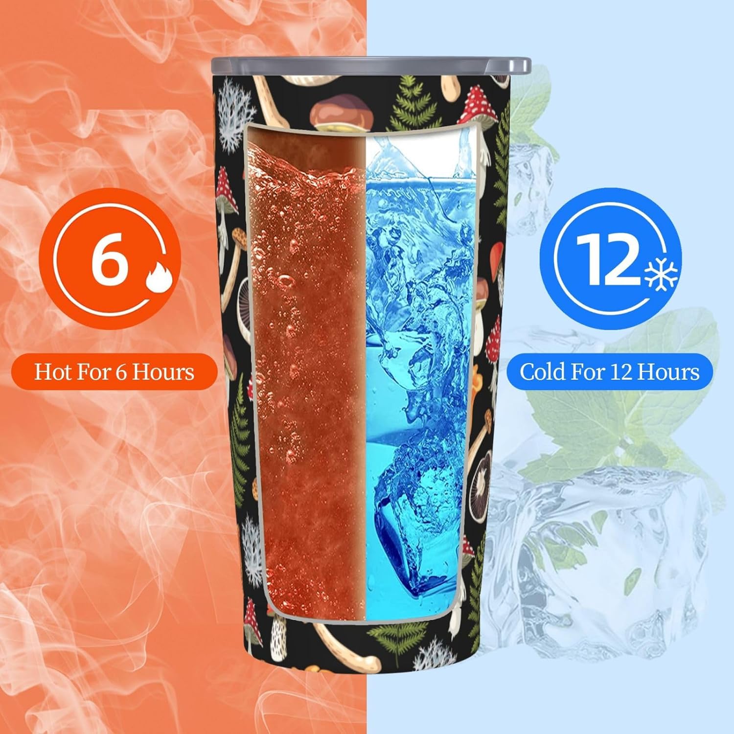 Yobvec Mushroom Tumbler Cup with Lid and Straw, 20 Oz Stainless Steel Insulated Cute Mushroom Mug, Mushroom Gifts for Men Women - Image 4