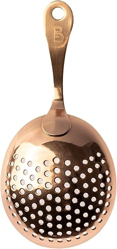 Miniatura 7 de Bull in China Colador Julep con mango - 100% latón | Tamiz de mano de barra | Colador de cóctel | Colador para bartending Latón sólido,Acero