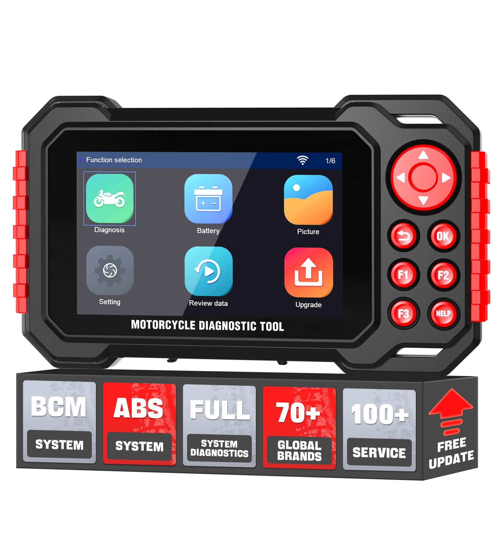 Photo 1 of Motorcycle Scanner Motorcycle Diagnostic Tool, Motorcycle OBDII Code Reader with Auto Scan Instant Detection for Honda Kawasaki Yamaha Harley 70+Brands 100 Service Functions