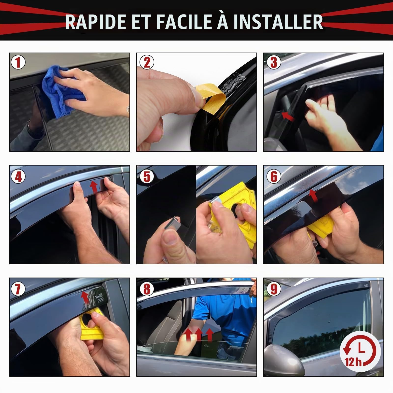 Déflecteurs De Vent Pluie d'air Compatible avec VW T-Ouran 2003-2015, 4 pièces Deflecteurs d'air Déflecteurs de Vent Montage Facile