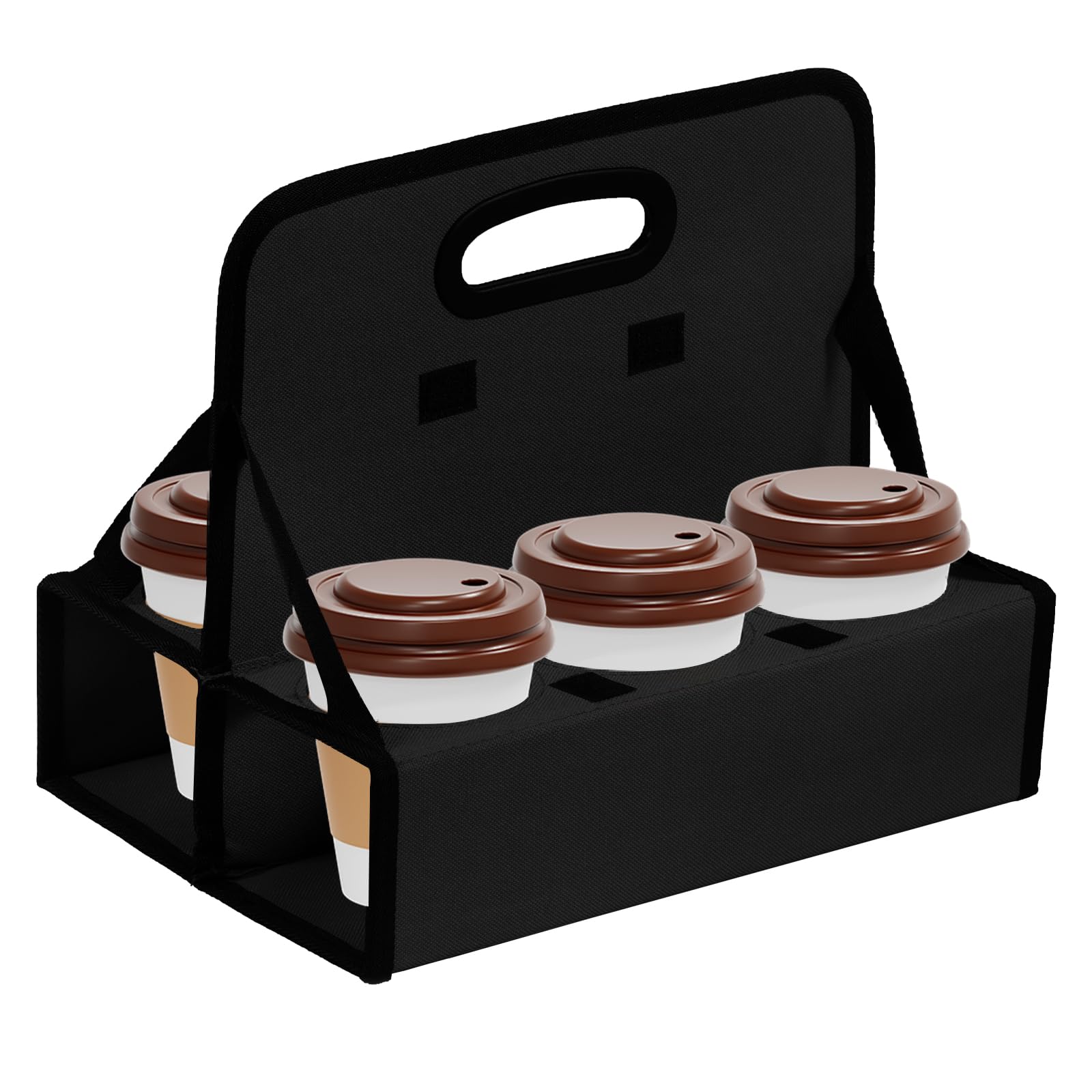 Sutowe Black Drink Delivery Carrier Foldable 6 Cup Coffee Carrier Holder Safely Oxford Cloth Drinks Carrier Reusable Portable Cup Caddy For Delivery And Take Out Wine Cocktails Beverage Juice(Black)