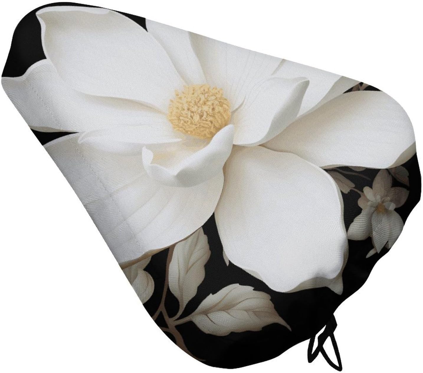 White Floral Waterproof Bike Seat Cushion with Drawstring for Women Men Soft Padded Bicycle Seat Cover for Comfort Wide Road Bike Saddles Universal Fit for Mountain Exercise