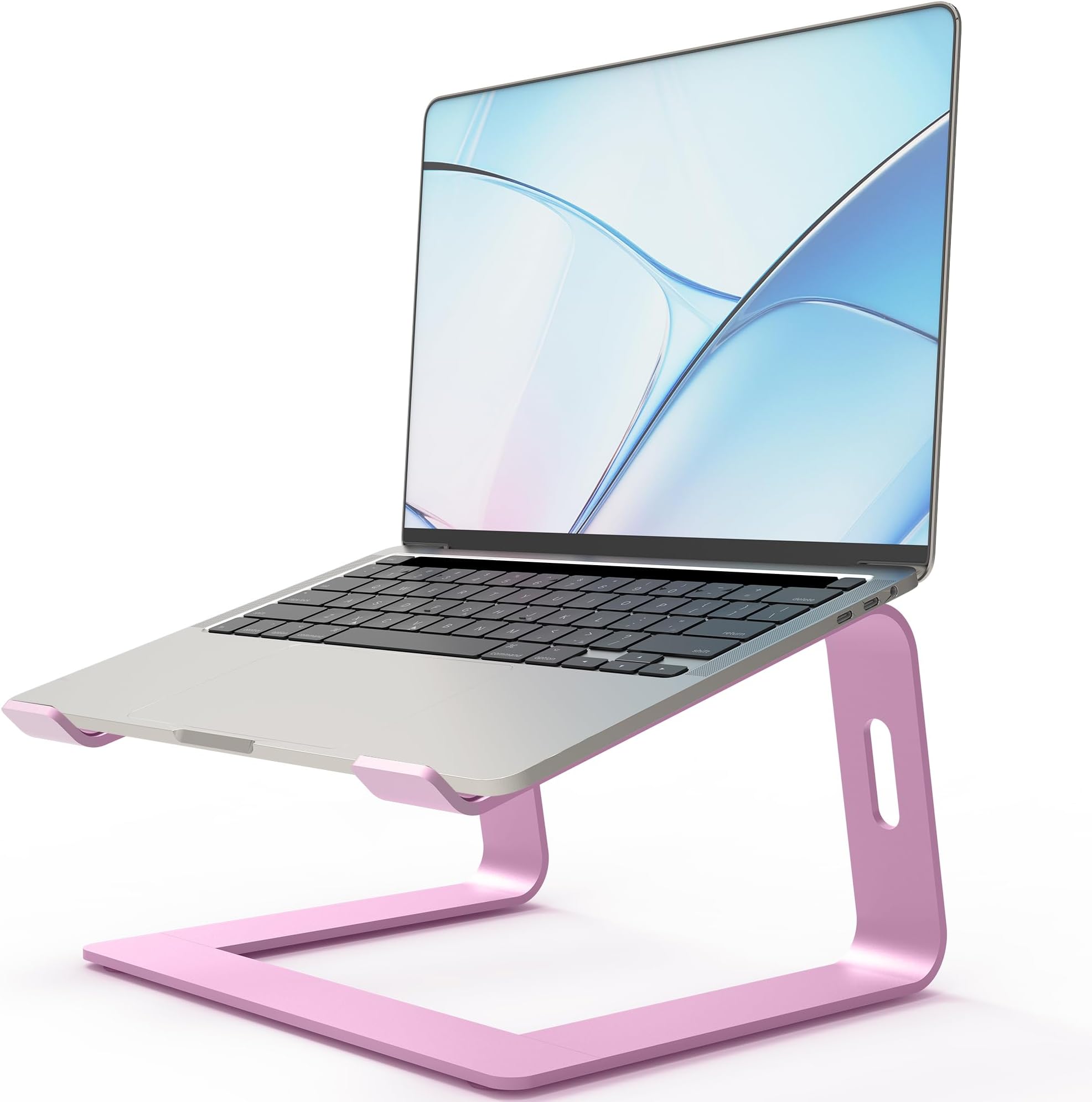 Orionstar Laptop Stand for Desk, Aluminum Laptop Riser, Portable Computer Stand for Apple Mac MacBook Air Pro 10-15.6 Inch Notebook Computer, Detachable Ergonomic Elevator Holder Macbook Stand, Pink