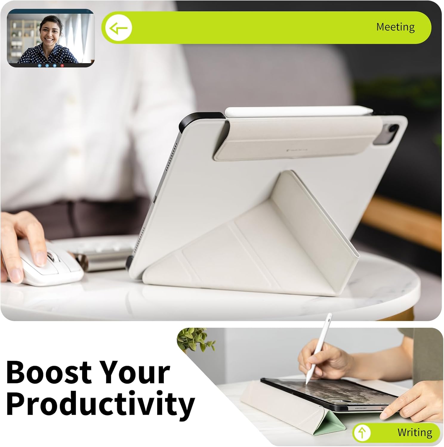 SWITCHEASY Origami iPad Case for 2024-2025 iPad Air 11 (M2/M3)/ iPad Pro 11" 2022-2018 & Air 10.9" 2022-2020 with Multi-Angle Stand - Exquisite Blue - Image 3