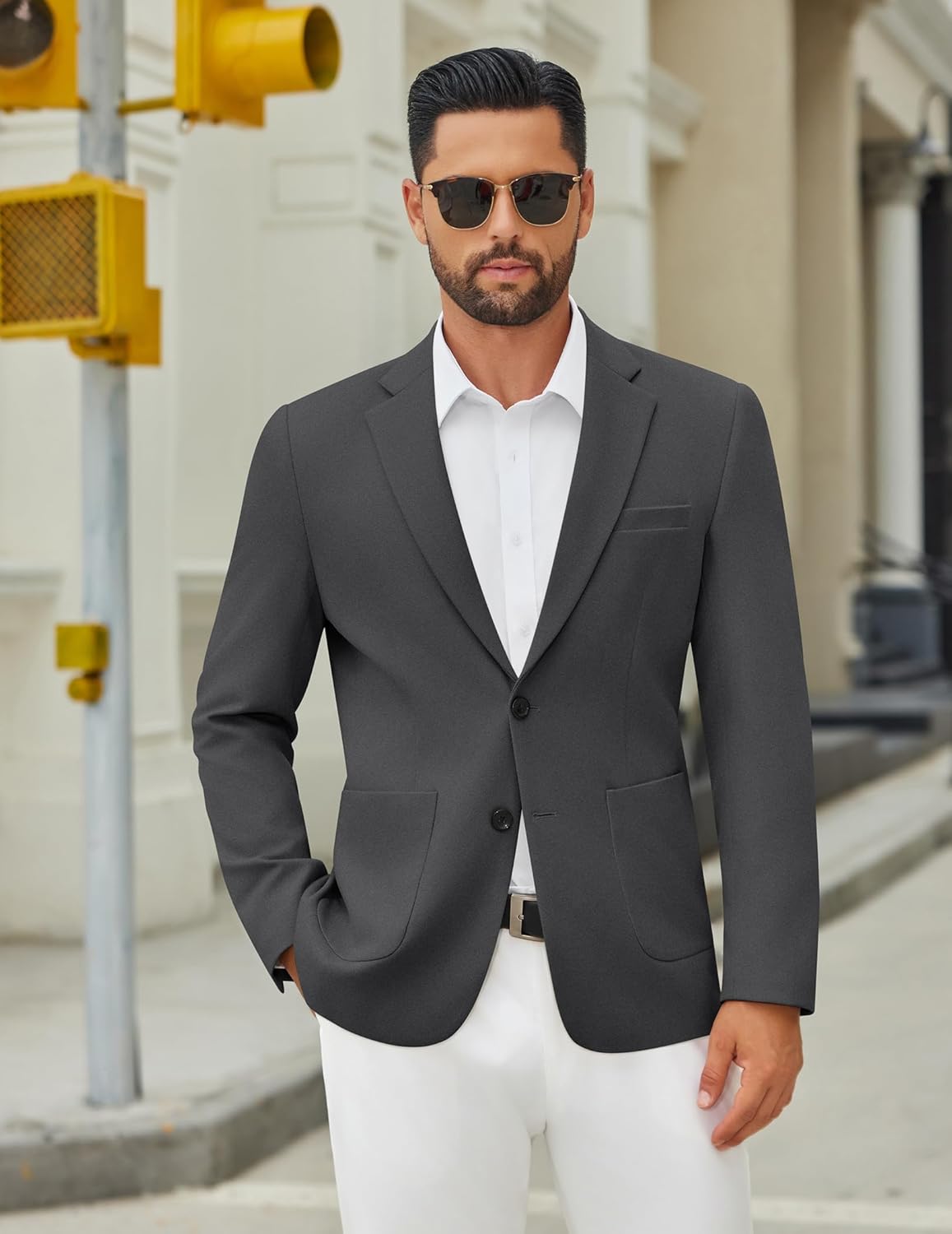 COOFANDY Men's Casual Blazer Jacket Slim Fit Two Button Suit Jackets Lightweight Knit Sport Coat - Image 2