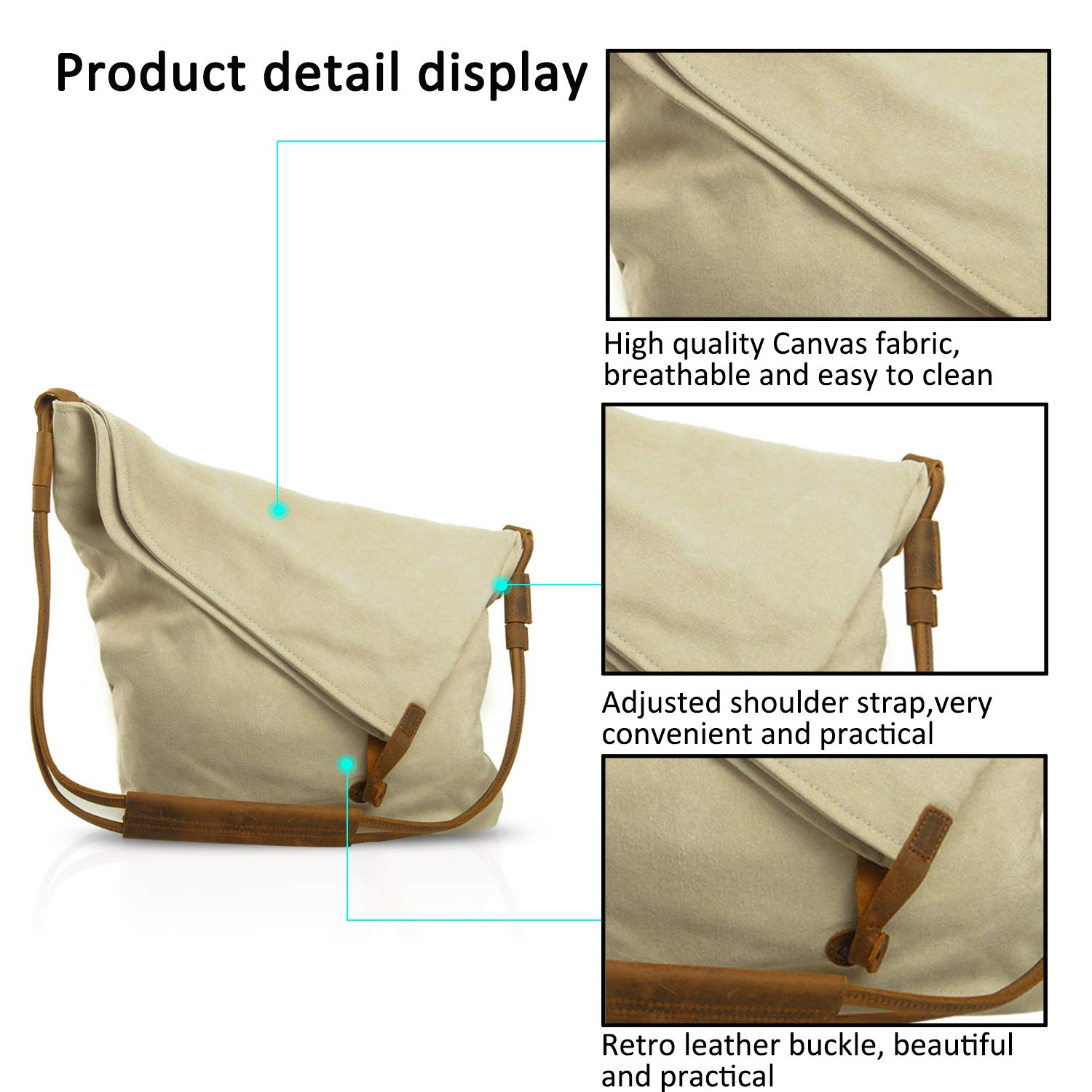 FANDARE Retro Borsa a tracolla Uomo/Donna 13 inch Laptop Business Commuter Crossbody Bag Outdoor Travel Camping Grande Capacit脿 Messenger Bag Traspirante Tela
