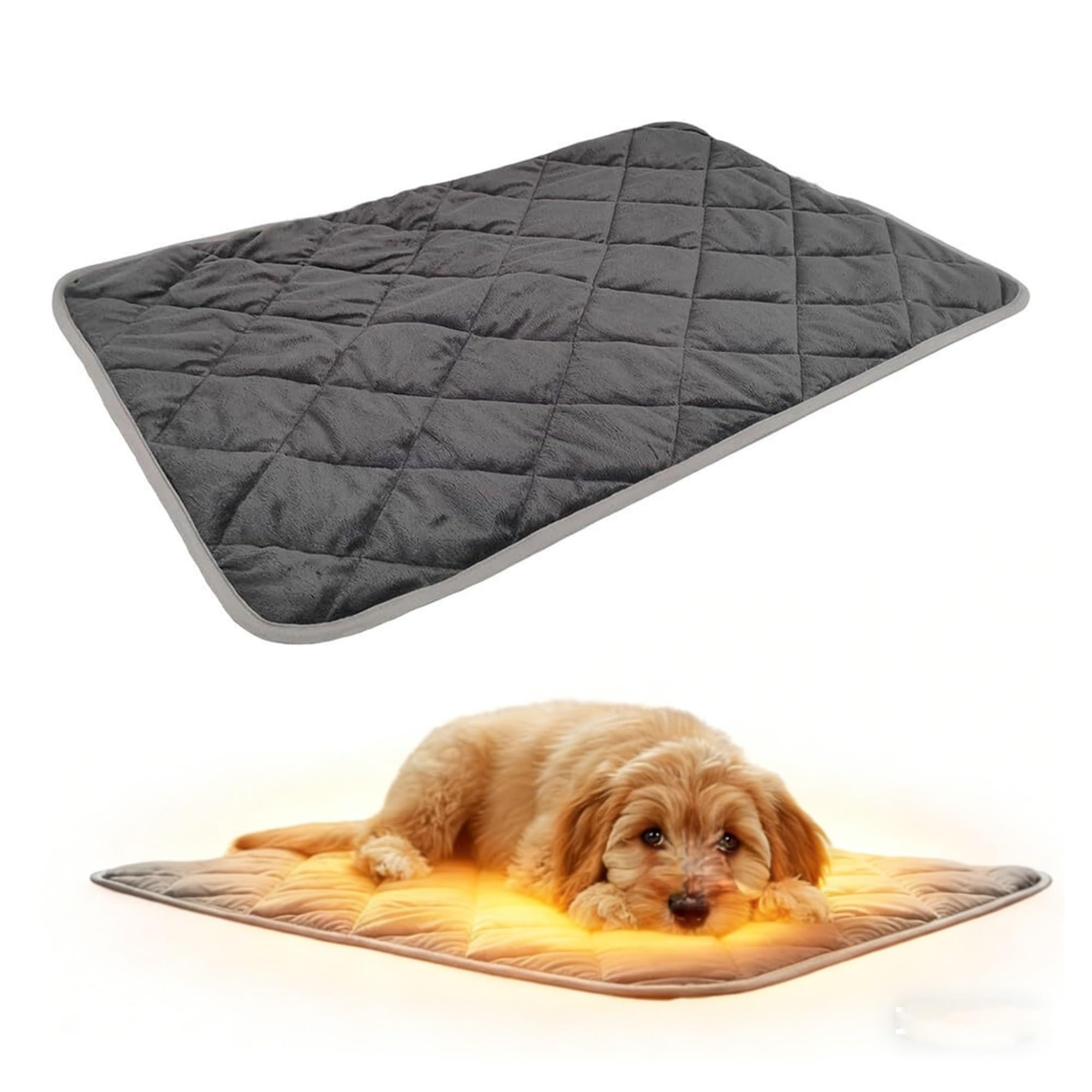 Lit for chien auto-chauffant matelassé gris taille M