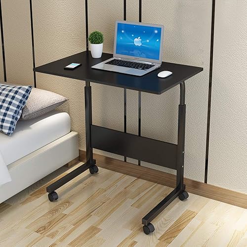 Miniatura 9 de SSLine Mesa auxiliar con ruedas para sofá, mesa de aperitivos portátil para computadora portátil con ruedas, altura ajustable, bandeja de TV para