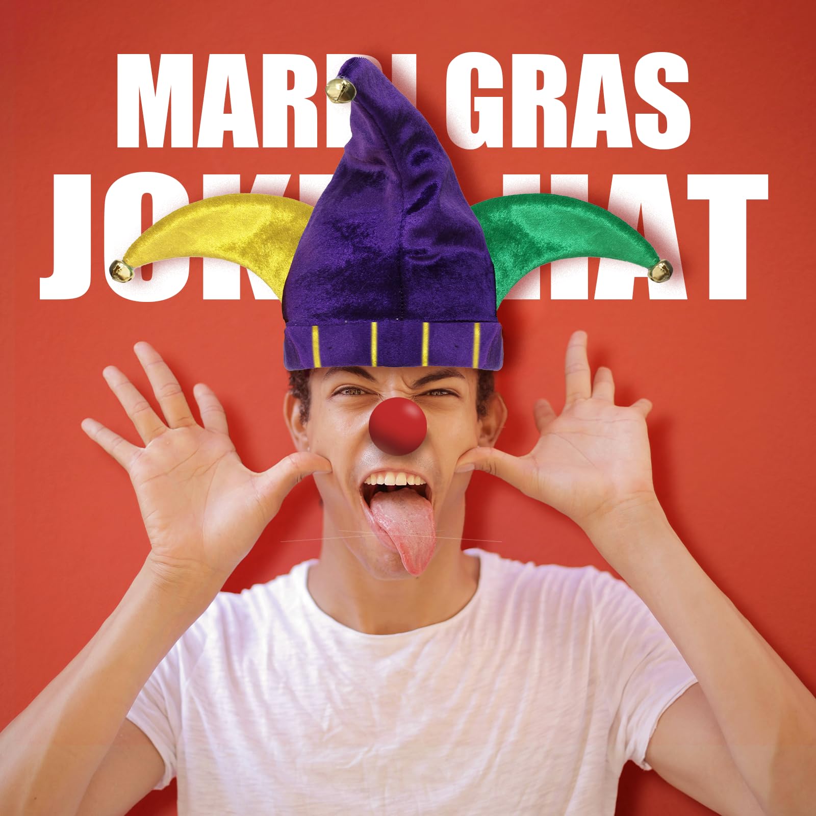 Cappello da giullare per adulti, 2 pezzi, cappello da pagliaccio di Carnevale Joker, con paillettes, per travestimenti da giullare, cosplay, feste, per uomini e donne