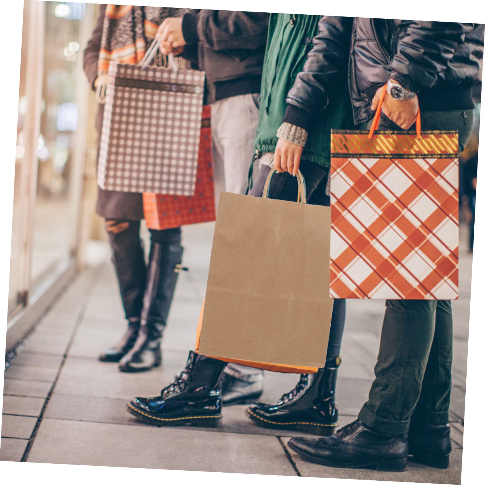 Amazon | OHPHCALL 25個持ち手付きクラフト紙袋 プレゼントバッグ 紙製