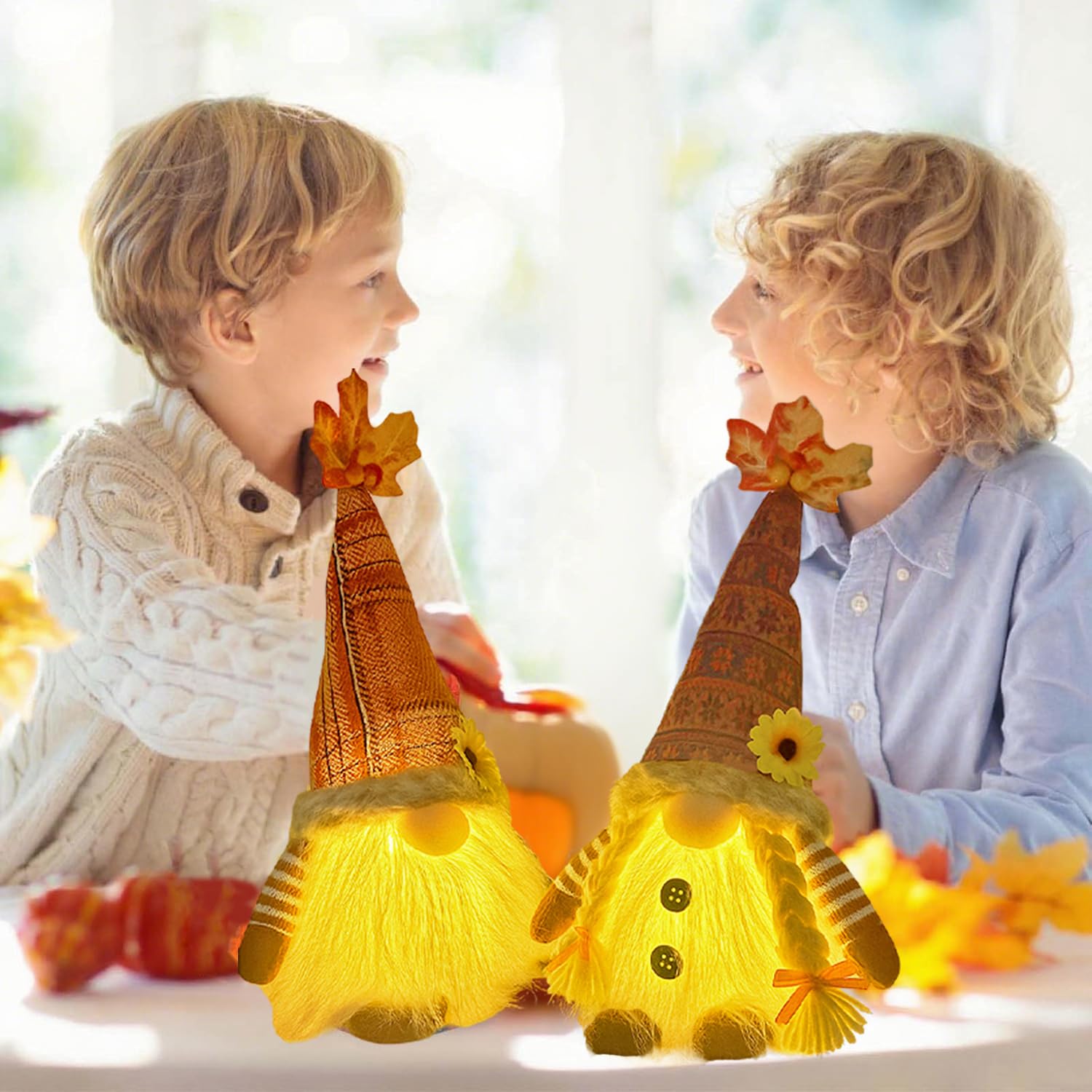 Herbst Wichtel Figuren 37-50cm - Ausziehbar Plüsch Deko Für Erntedank Weihnachten