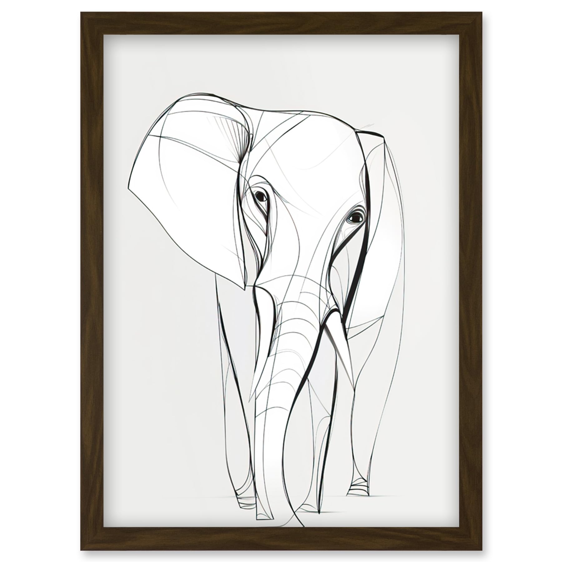 Artery8 Elephant Minimal Line Simple Drawing Illustration Artwork Framed Wall Art Print A4