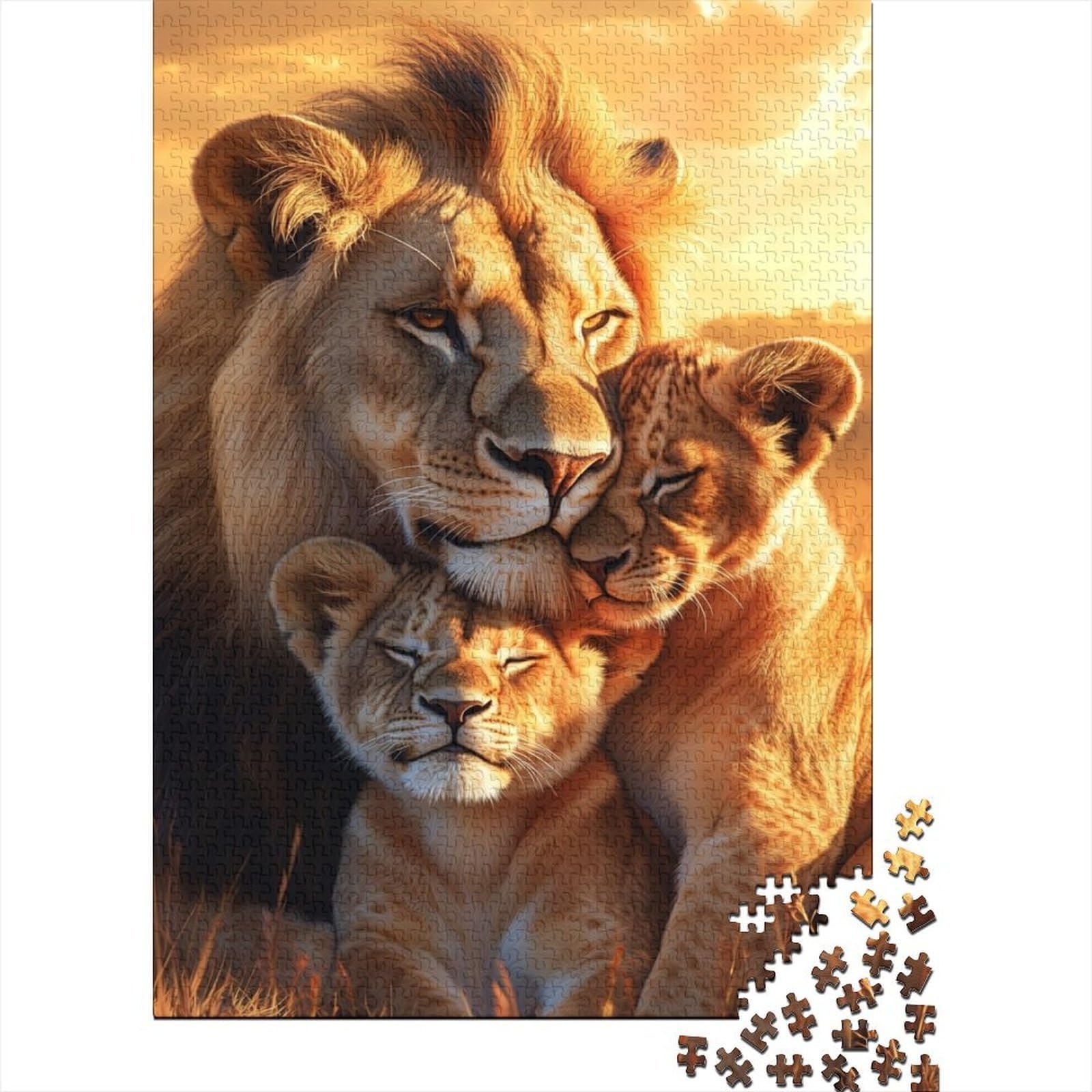 lion family portrait 1000 piece jigsaw puzzle paperboard for adults family game night home decoration stress relief activity