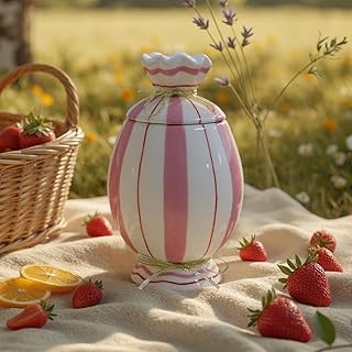 Cute Storage Jars with Airtight Lid, Funny Candy Shape Ceramic Food Cont...