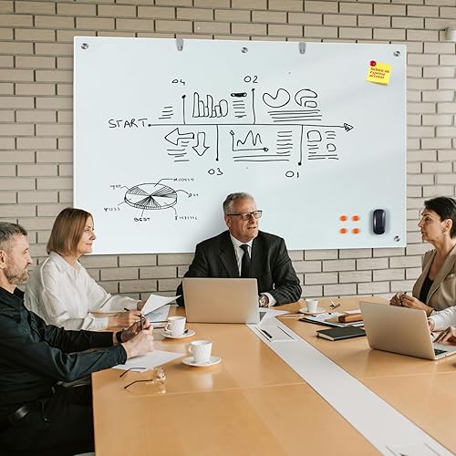 Miniatura 6 de Pizarra de cristal grande de borrado en seco, 72 x 48 pulgadas, pizarra magnética de vidrio para pared, tablero sin marco de 6 x 4 pies para