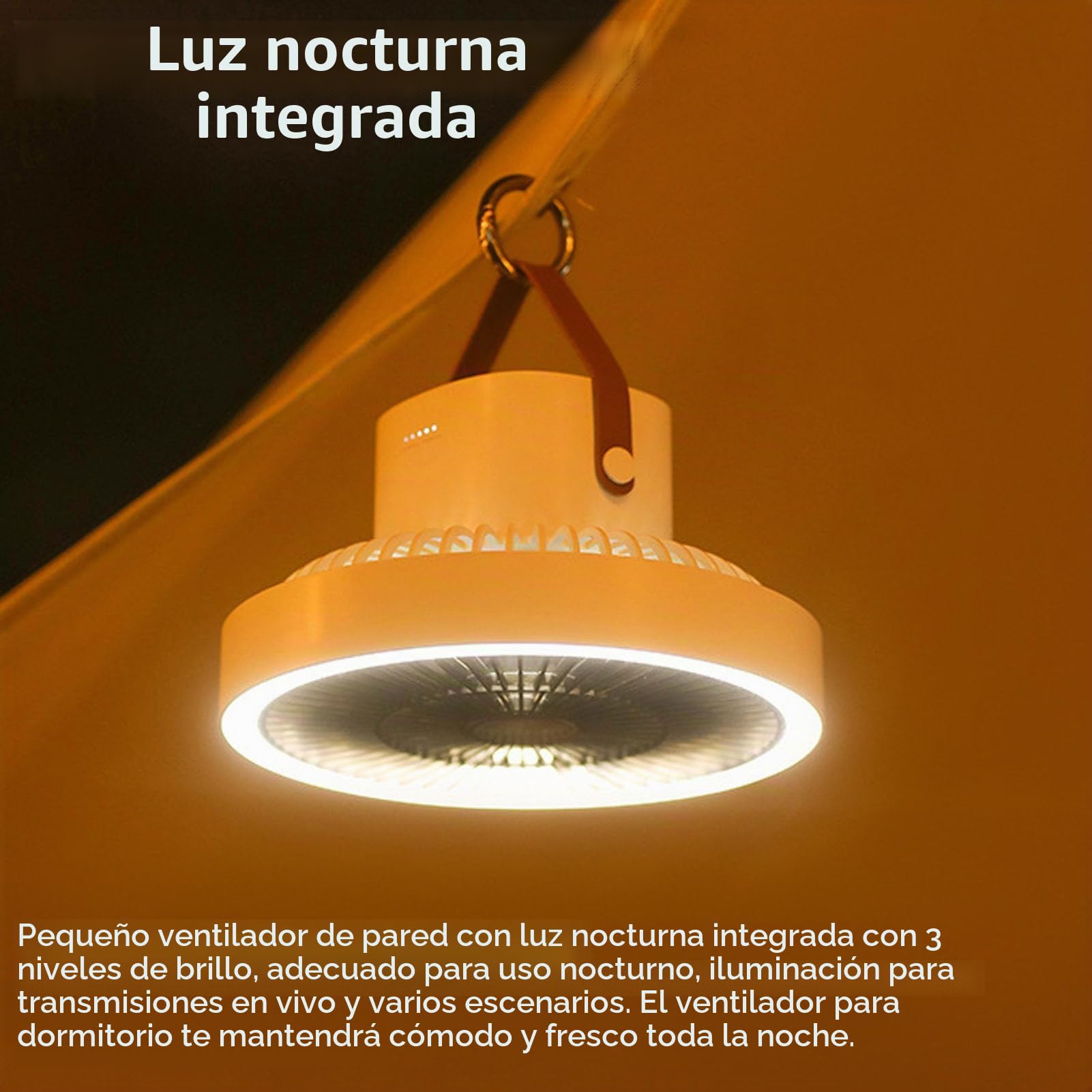 Mumusuki Ventilador Oscilante en Pared Portátil con Control Remoto, Luz Nocturna, Adhesivos, 3 Niveles de Brillo, 3 Velocidades, para Hogar, Camping, Coche y Furgoneta Regalos