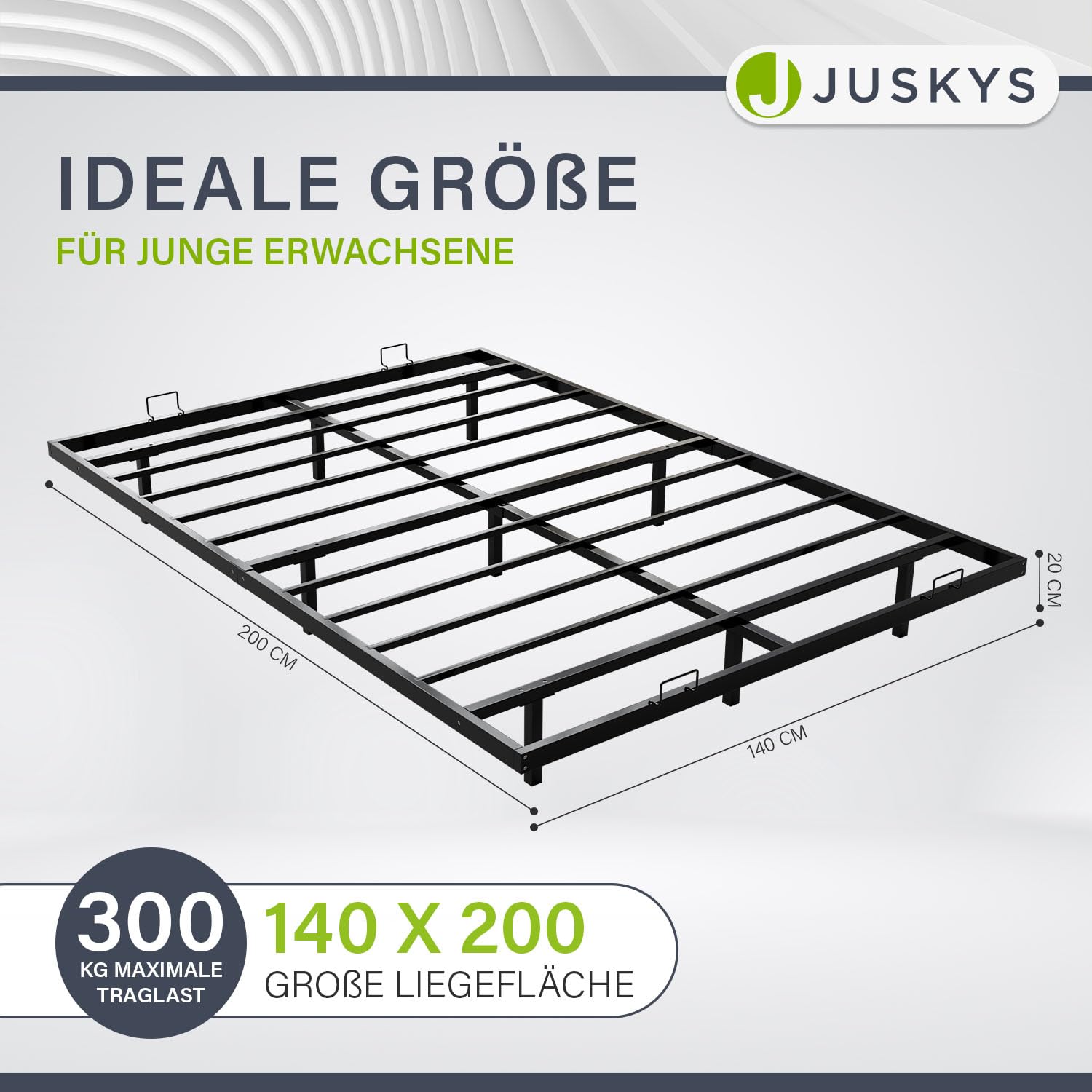 Juskys Metallbett Palamos 140x200 cm mit Lattenrost & LED Beleuchtung - Schwebebett minimalistisch & modern - Jugendbett, Bettgestell, Bett - Schwarz