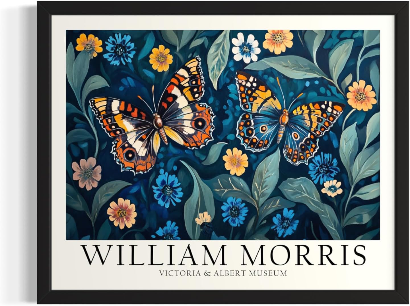 Butterflies William Morris Wall Art Print Poster, Animal Floral Vintage Paitnings for Bedroom Bathroom Living Room Decor 192 (Butterflies, 16 x 20 inches, Unframed)