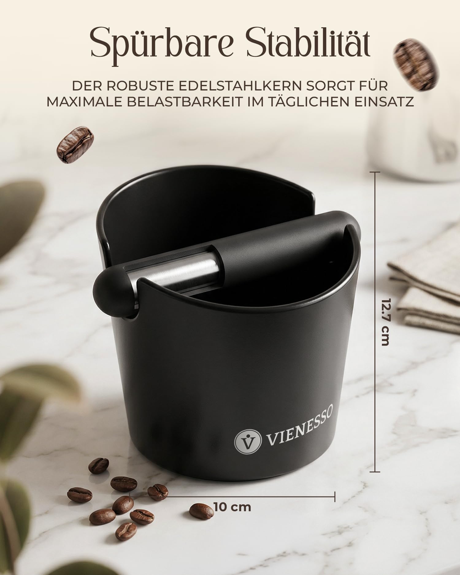 Abklopfbehälter für Siebträger | Knock Box Espresso - Kaffeesatz Abschlagbehälter, rutschfest und geräuschdämpfend | Barista Zubehör für alle Siebträgermaschinen