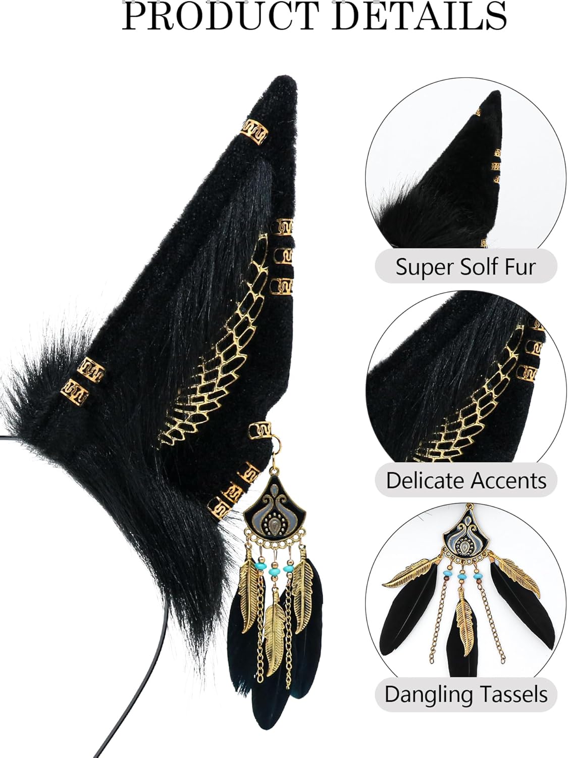 Handmade Furry Animal Ears Headwear Realistic Plush Adult Cosplay Accessory for Party, Anime and Convention Dress-Up - Image 2