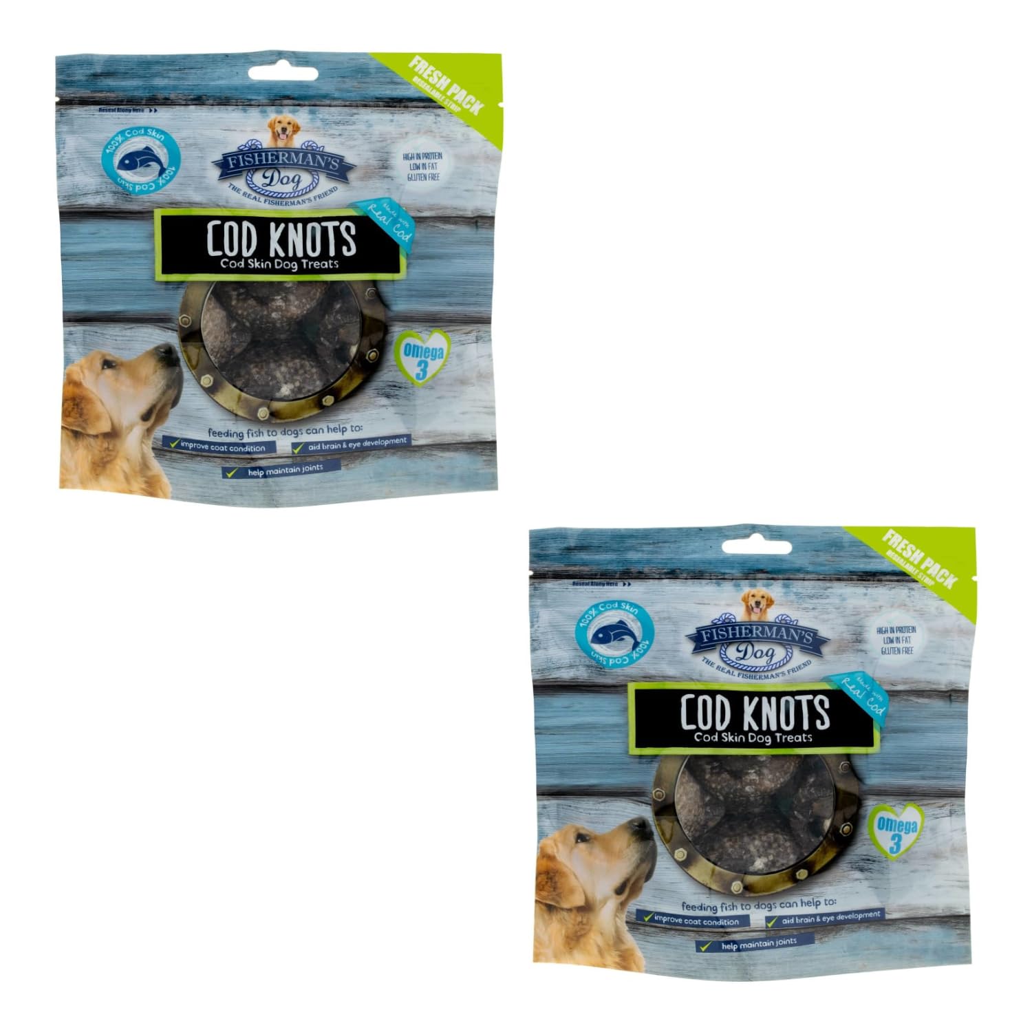 Fishermn's Dog Treats 100g - Cod Knots - pack of 2