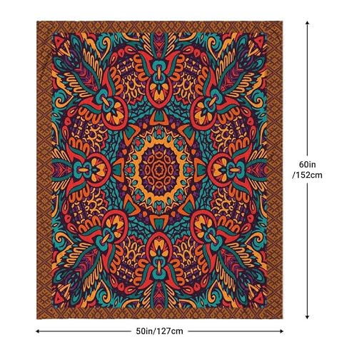 Bohemia Mandala Tribal Ethnic Festival Abstract Flower Blanket Ultra-Soft Lightweight Comfortable Flannel Throws For Couch Bed Sofa #TOP2