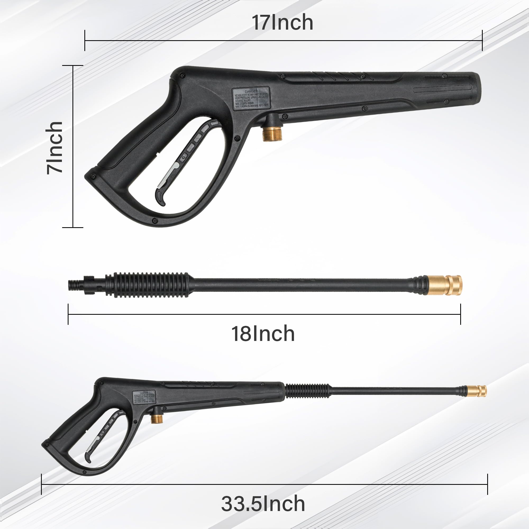 WXNANY Replacement Pressure Washer Gun Power Spray Car Wash Gun with Extension Wand M22-15mm Thread Fitting 5 Nozzle Tips and Holder, 2300PSI 6GPM