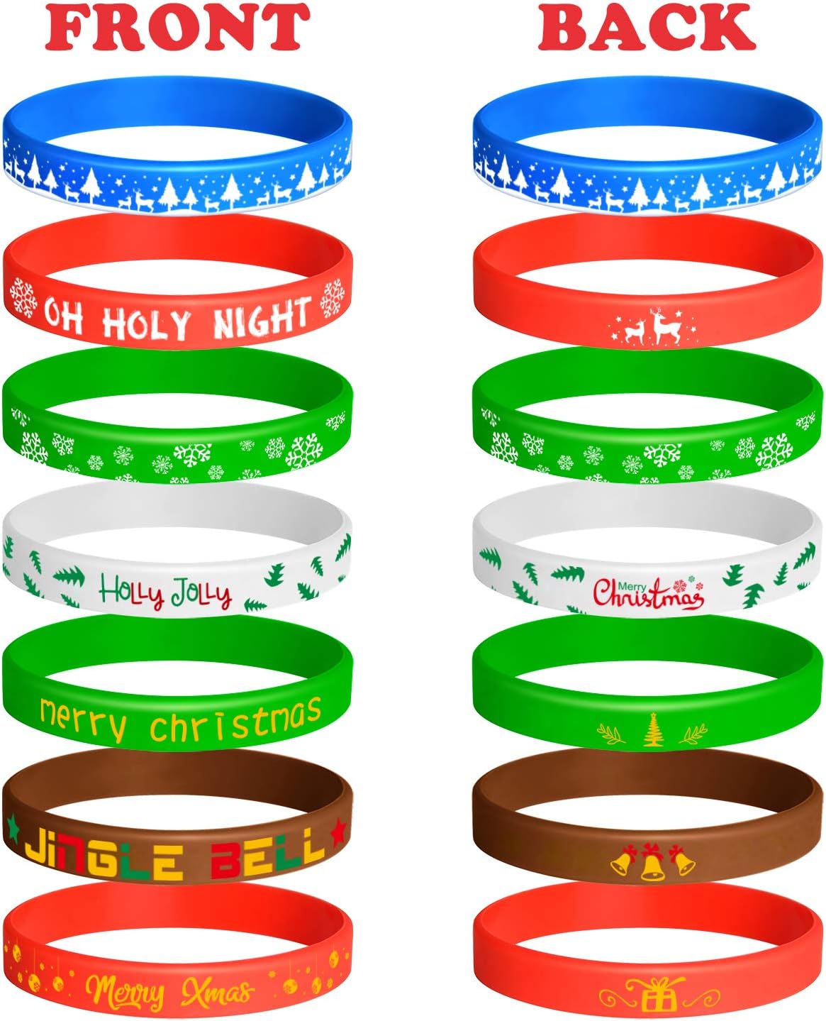 FEPITO 42 Pieces Christmas Silicone Wristbands Rubber Band Bracelets for Christmas Party Decoration Supplies 7 Merry Xmas Style - Image 2