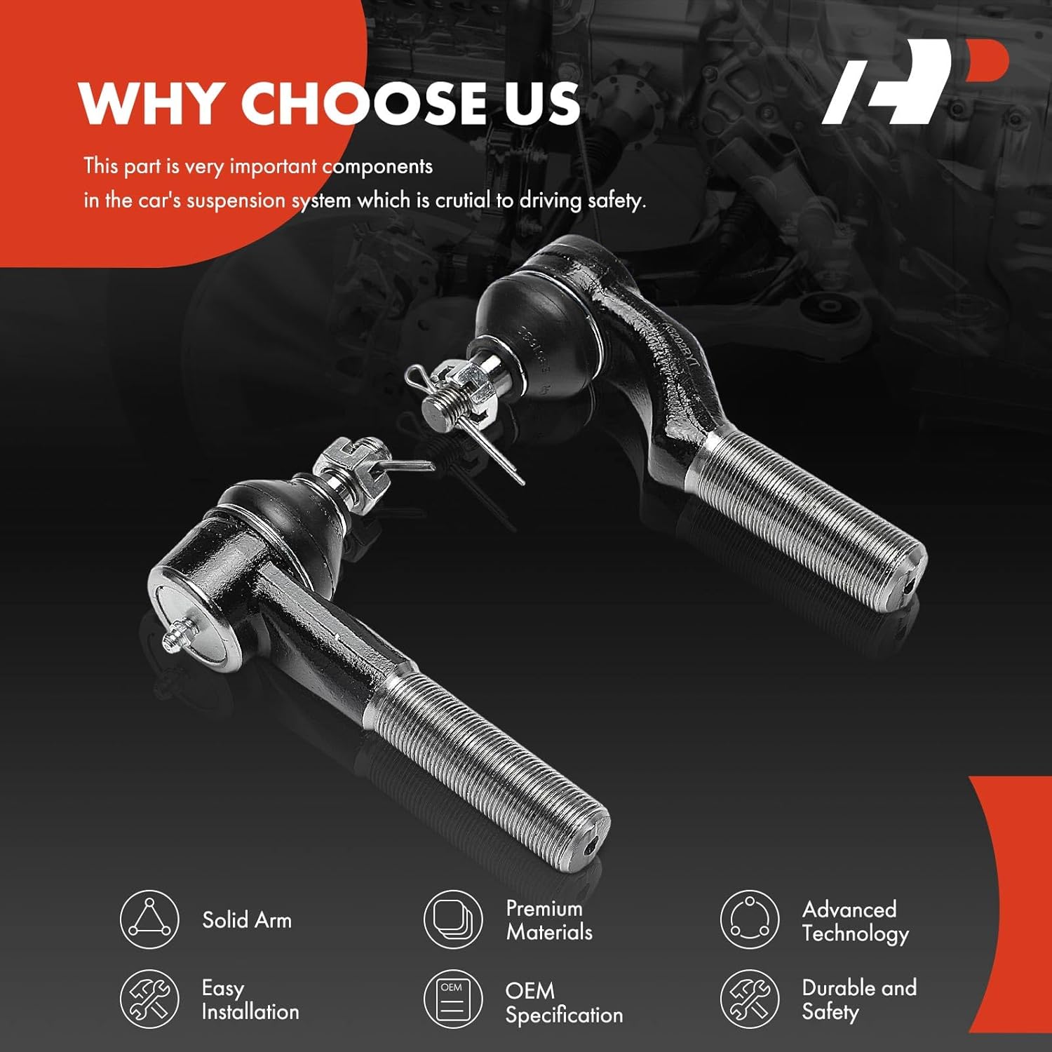 A-Premium 2 x Front Outer Tie Rod Ends, Compatible with Ford E-250 2003-2006, E-350 Econoline Club Wagon, E-350 E-450 Super Duty