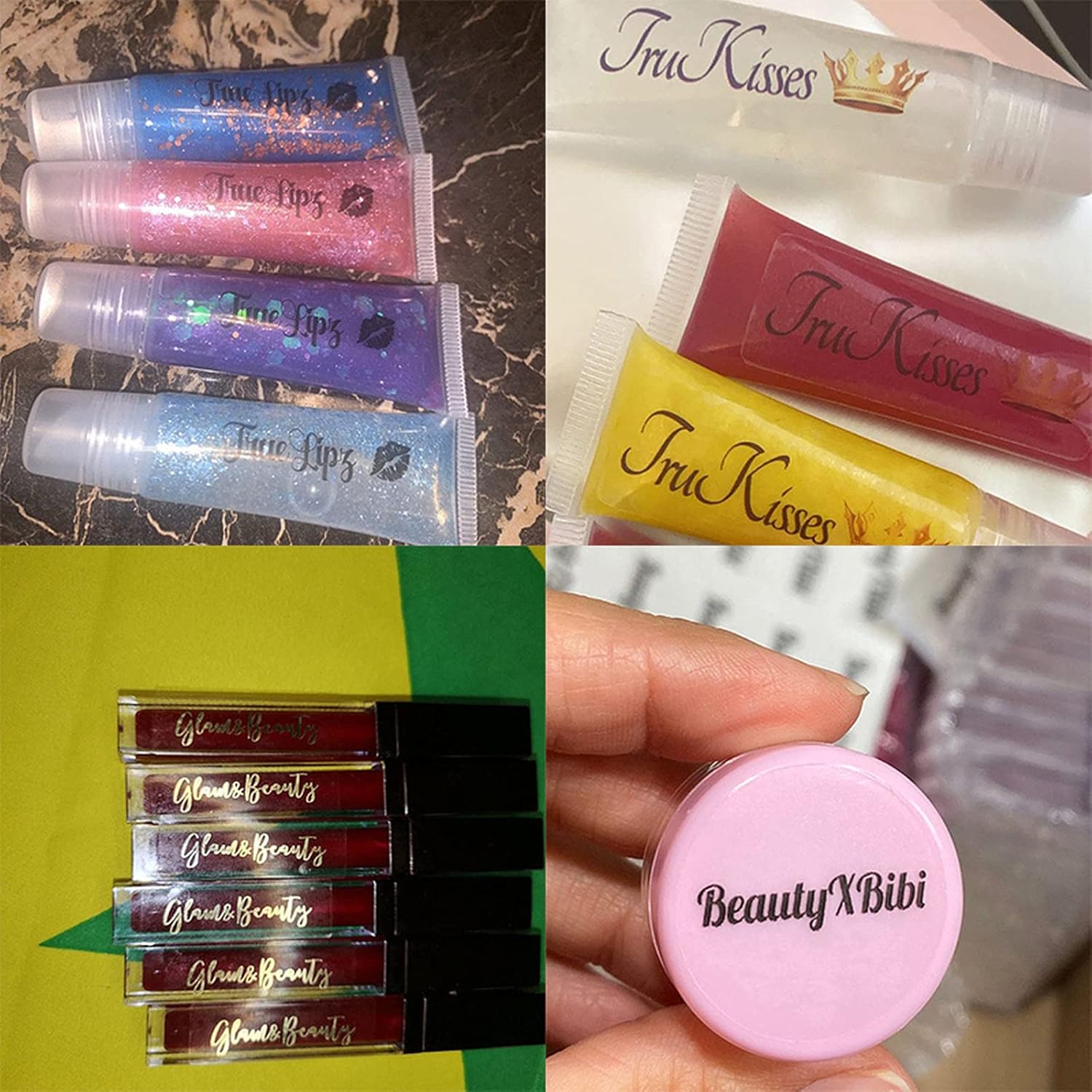 100 Pieces of 45x15mm Transparent Sticker Custom White Letter Makeup Eyelash Case Lip Gloss Label Lipstick Personality Your Logo,Waterproof Label for DIY Lip Gloss Bottle (Gold Lettering)