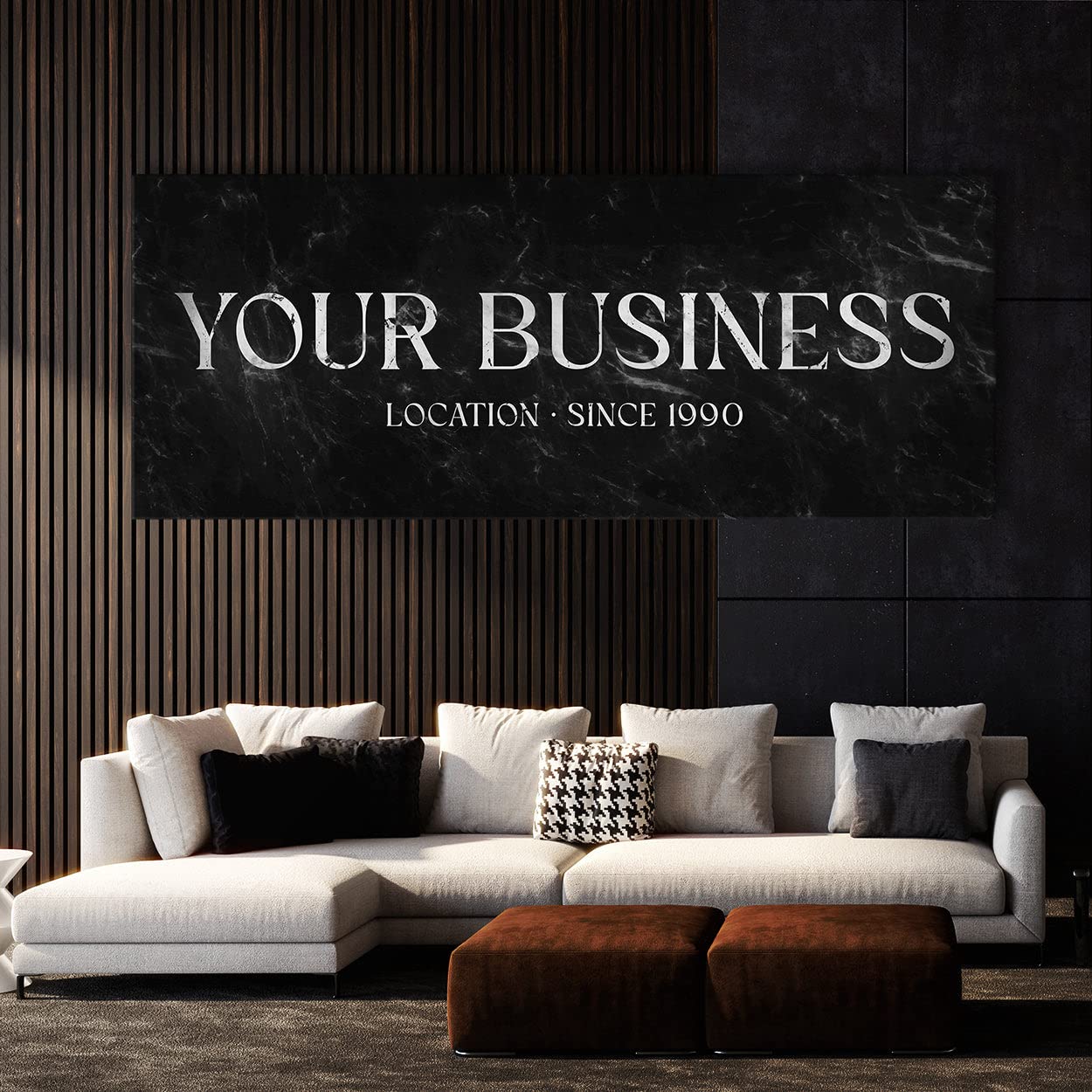 Sense Canvas Personalizado Your Business Company mármol negro cartel personalizado lienzo arte tu tienda – decoración del hogar arte de pared impresión póster pintura grande 40 x 16 / 0.75 pulgadas