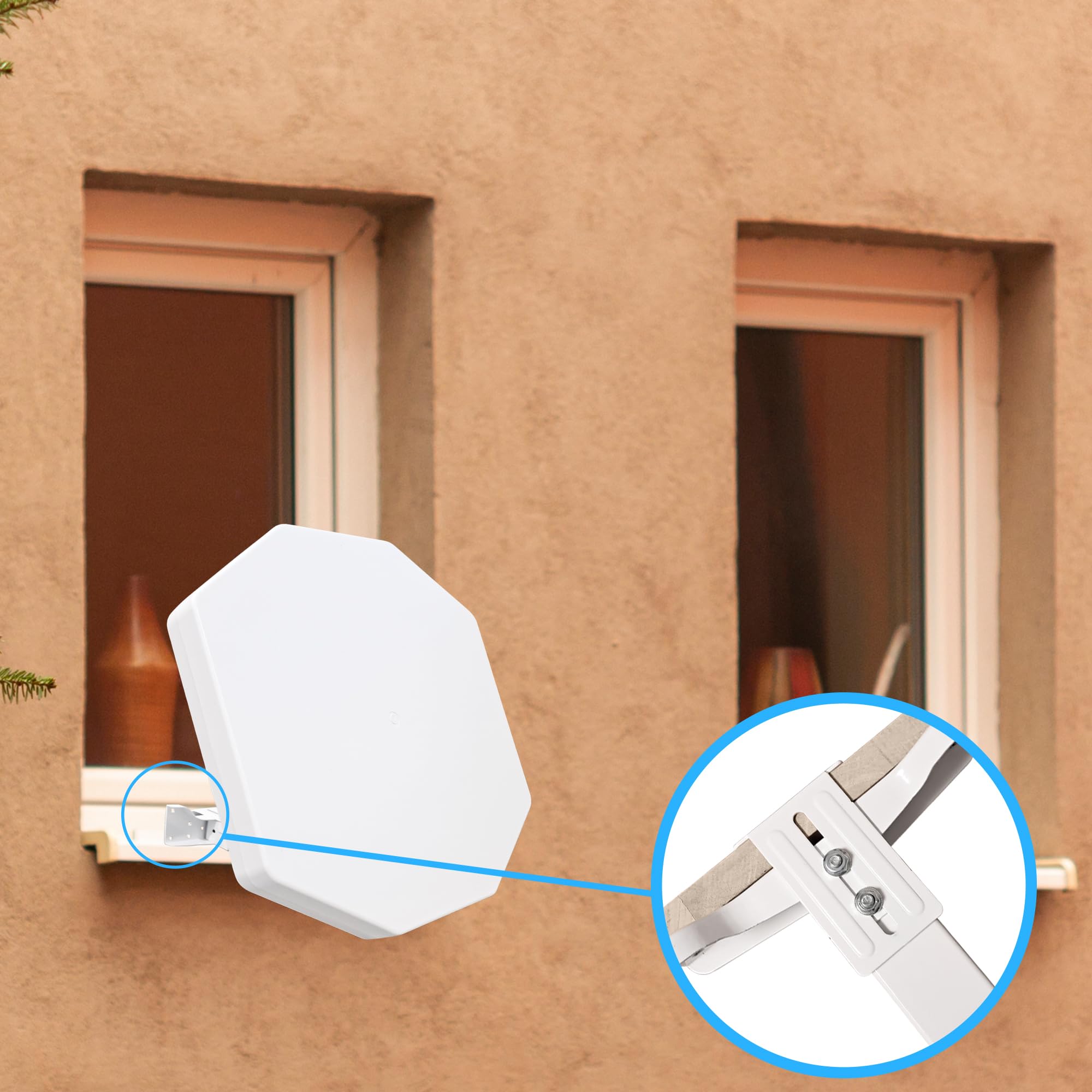 POWERSAT - Flache Satellitenschüssel, 2 Anschlüsse/ 4 Anschlüsse, ideal für ASTRA 1(19.2 E) Satelliten-TV, robuste Satellitenantenne, wetterfest, ideal für Balkon und Camping(TWIN LNB)