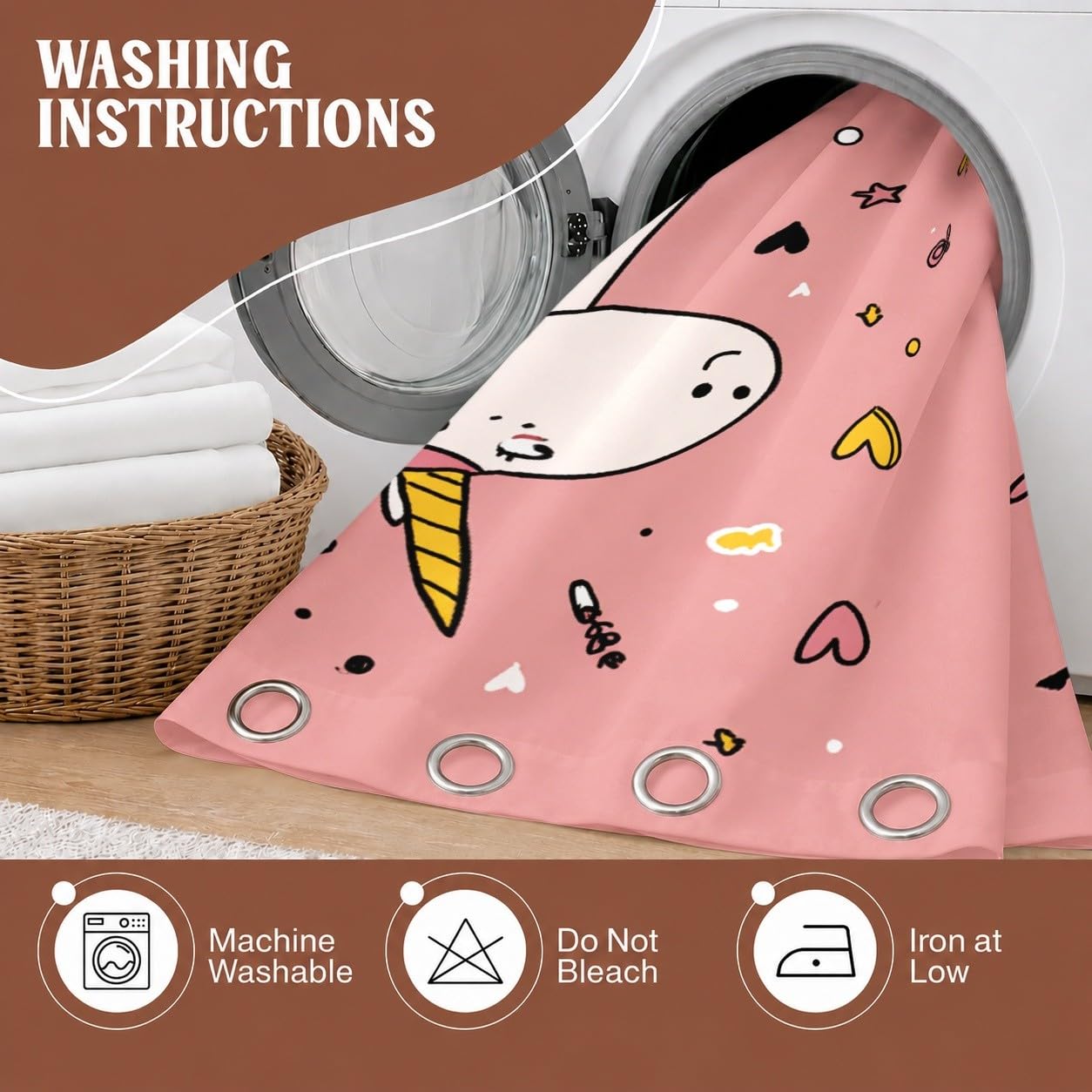 Thermiques Isolants Anti-Fondu Rideaux À Oeillets,140 x 245 cm (LxH) Dessin Animé Licorne CœUr Lot de 2 Occultants Rideaux,Draperies Opaquerideau Rose pour Salon Chambre d'enfant