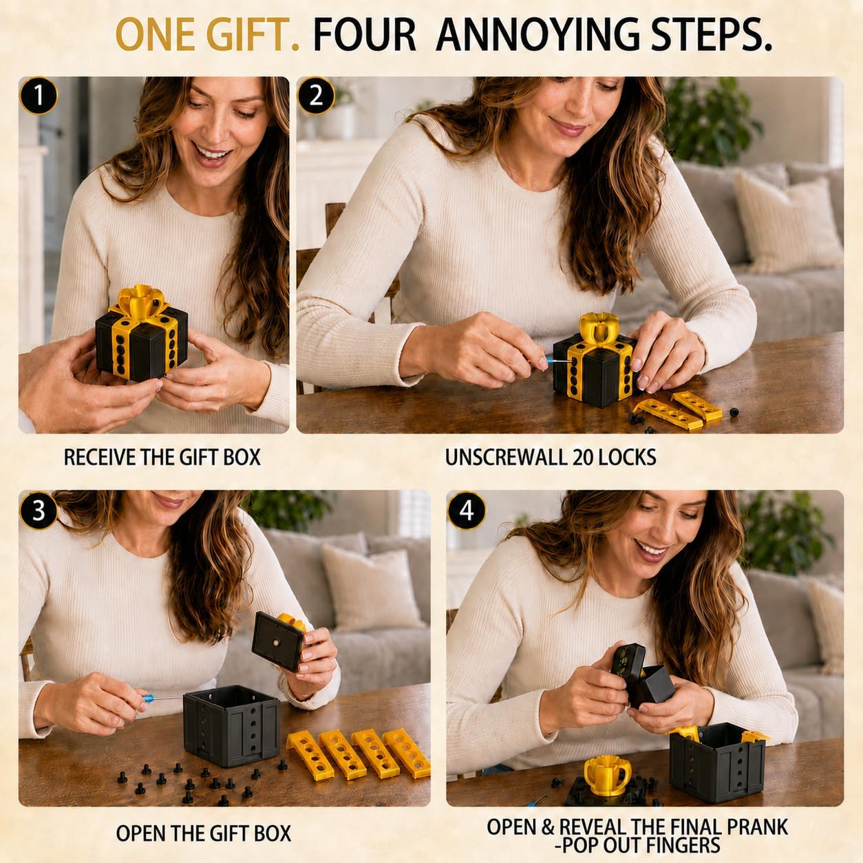 Annoying Gift Box with Screws,Pop-Up Finger Prank Puzzle Gag Novelty Box image 3