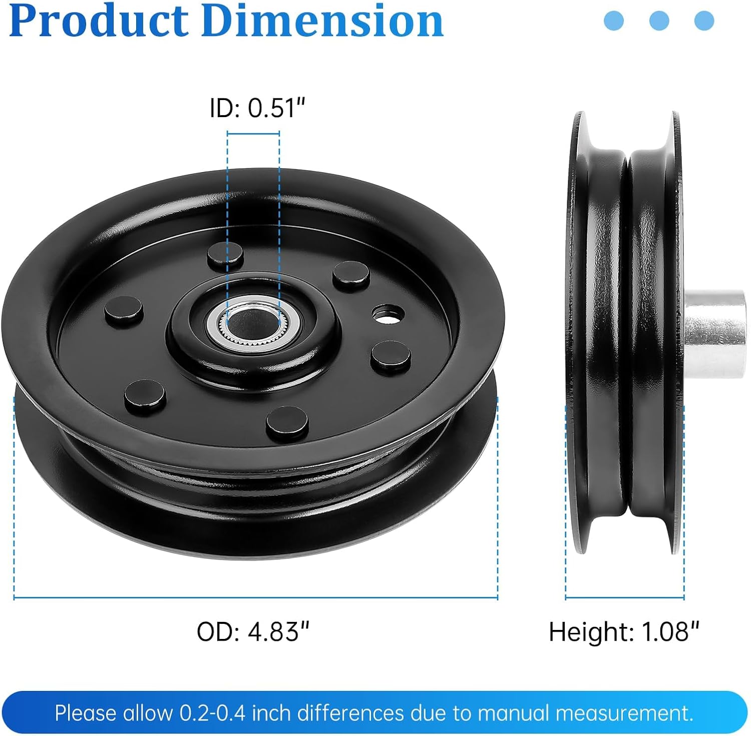 604219 Flat Idler Pulley Compatible with Hustler Dash 34" 42" Raptor 36" 42" 52" 54" Mower Deck, 126123 Idler Pulley Compatible with 939223 938498 938977 933614, Replaces Rotary 15211, 2P
