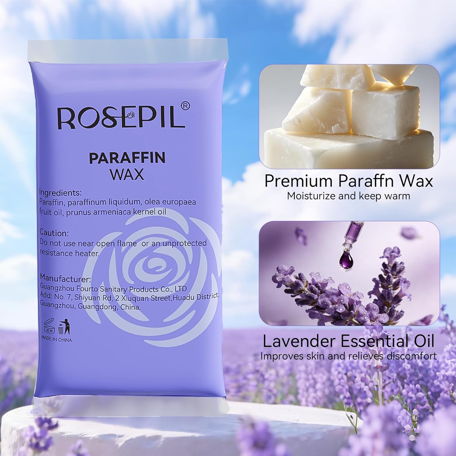 Rospeil 10 packs Paraffin Wax Refills of Lavender scent, Paraffin Wax for Paraffin Bath, Moisturizing for Hands and Feet