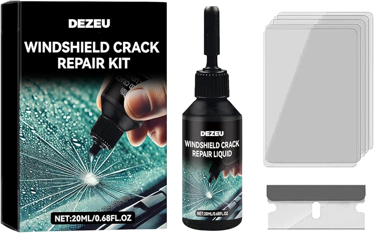DEZEU Windshield Crack Repair Kit,2026 Latest Upgraded Windshield Chip Repair Kit,5MinQuick-Glass Repair Liquid,Long-Lasting for Windshields, Mirrors,All Crack Types 0.68 FL OZ.