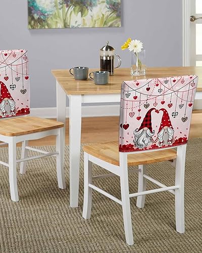 Miniatura 5 de AMZRicher Love Gnomes - Fundas para respaldo de sillas de comedor, paquete de 4, fundas lavables y extraíbles para silla de respaldo, protector de