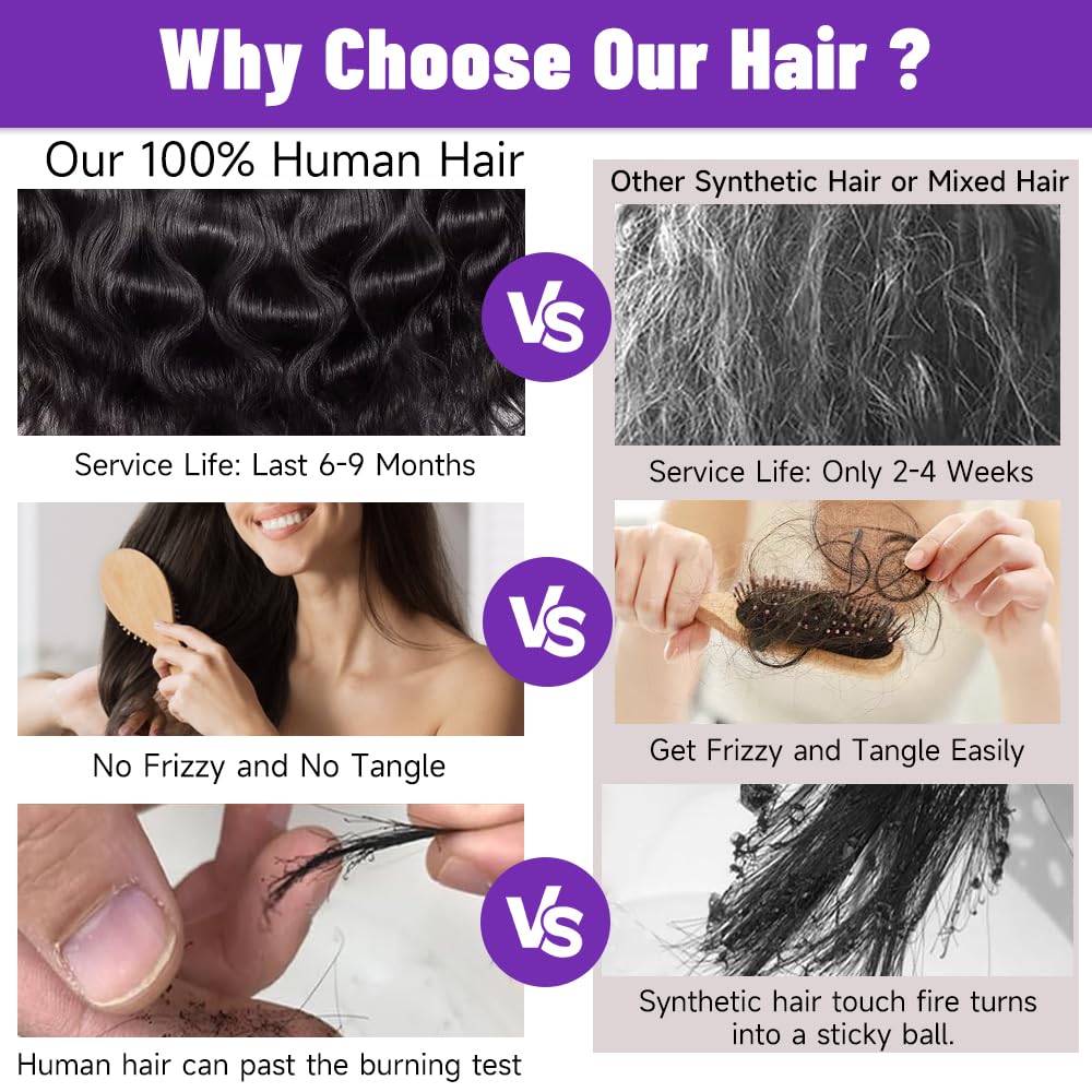 13x6 Lace Front Wigs Human Hair Real Full Virgin Human Hair Wig 200 Density 32 Inch Body Wave HD Transparent Lace Pre Plucked Hairline Tiny Knots Tangle-Free Natural Black Color - Image 2