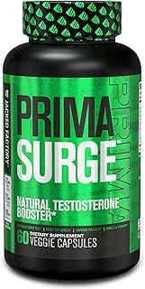 Jacked Factory Testosterone Booster for Men PRIMASURGE - w/Tongkat Ali, PrimaVie, Ashwagandha - Boost Vitality, Muscle Growth & Energy | Natural Test Booster Supplement - 60 Veggie Pills