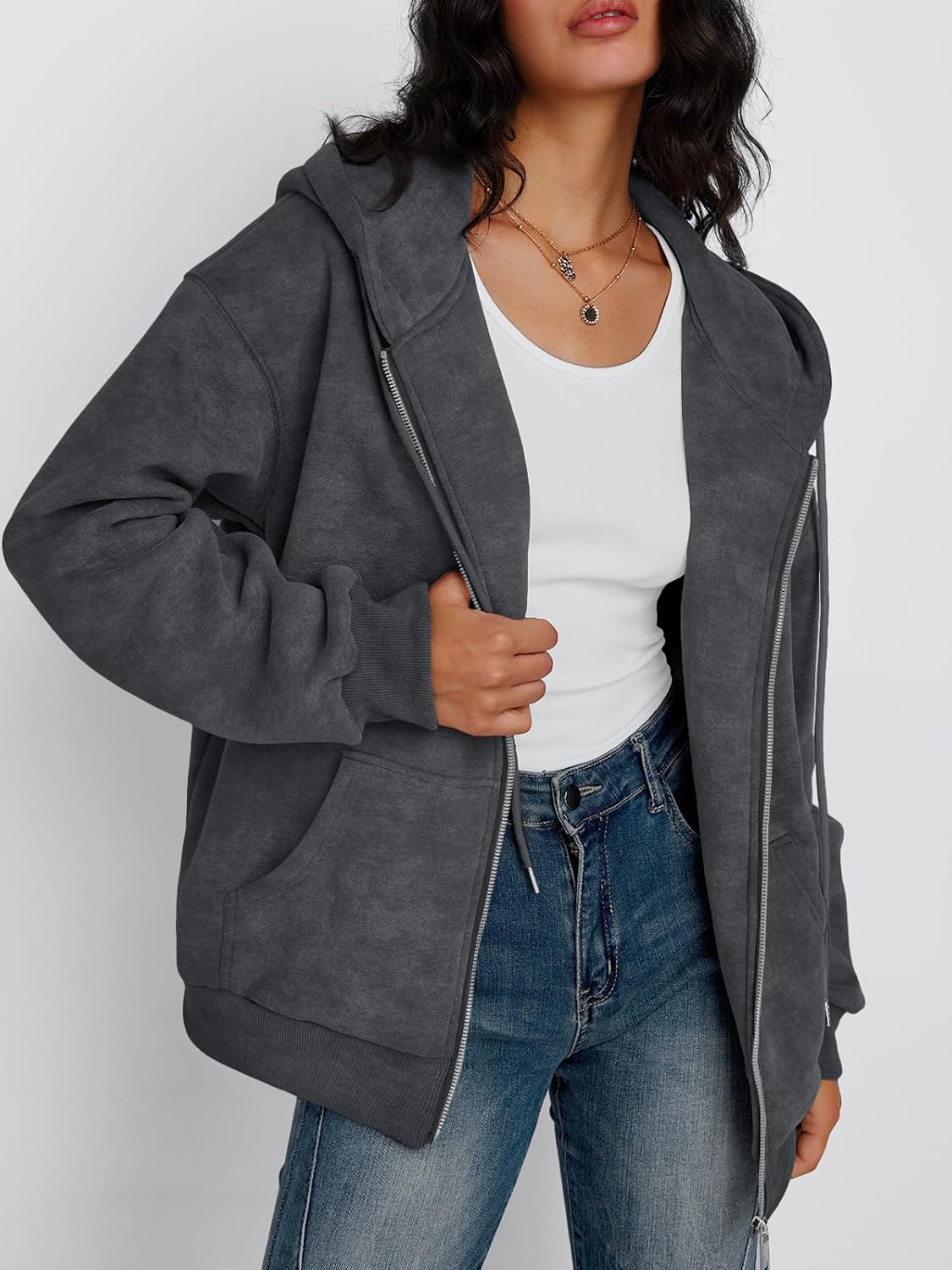 Trendy Queen Zip Up Hoodies for Women Oversized Acid Wash Sweatshirt Winter Fashion Jacket Cute Y2k Fall teen girls pullover - Image 2