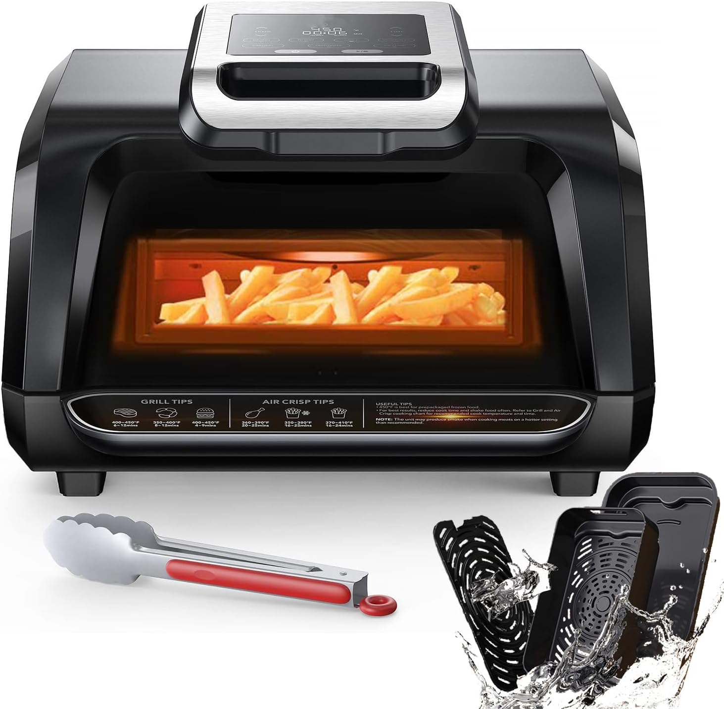 Indoor Grill Air Fryer Combo, 4Qt 7in1 Combo Grills with