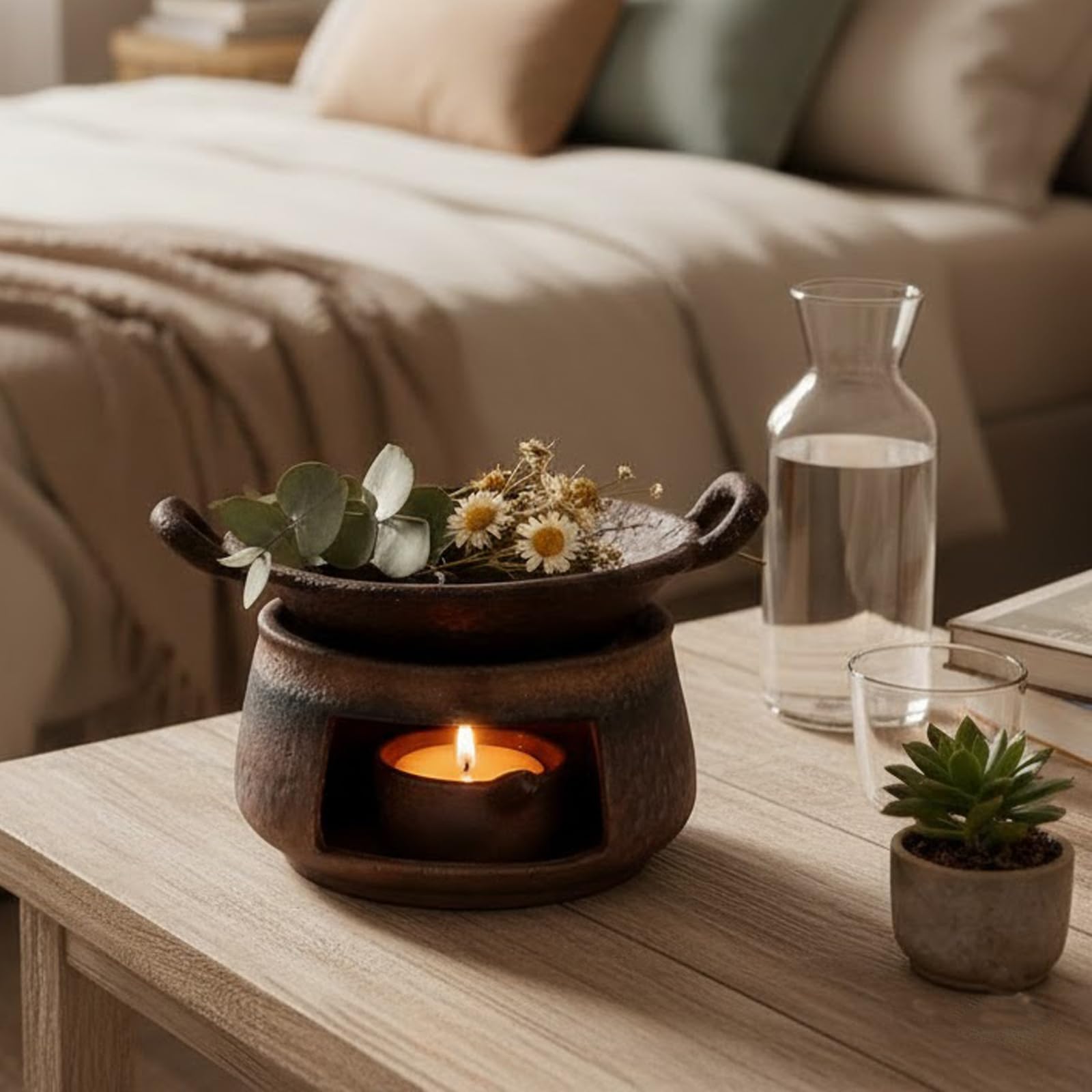 Palnik cedrowy i zen ceramiczny piec do aromaterapii palnik olejków eterycznychCeramiczny B-urner do ziół do domowego biura świecznik na podgrzewacz czajniczek do medytacjiRelaks